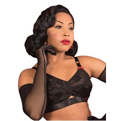 What Katie Did It features beautiful black lace and pretty red knots on the shoulder strapsLULU dentelle  Bullet Bra