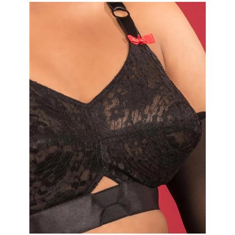 What Katie Did It features beautiful black lace and pretty red knots on the  shoulder strapsLULU dentelle Bullet Bra - LOLIE BELLE